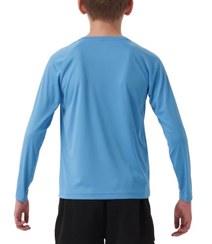 Kids Long Sleeve Rash Guard UPF 50 Sun Shirt - Medium Blue - Size Small