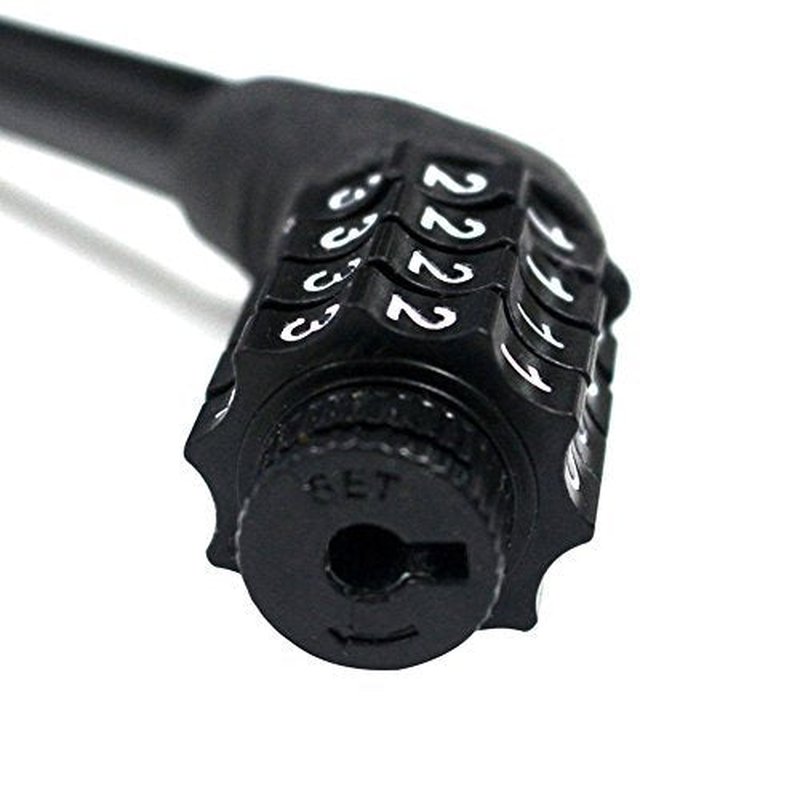 Sanwo Security Bike Lock 4 Digit Resettable Combination Cable Lock for Bicycle, 2 Feet x 1/2 Inch (Black)