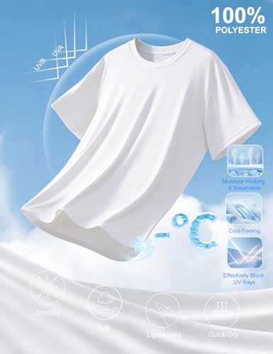 Men's Athletic Workout Shirt - Short Sleeve, Large, White