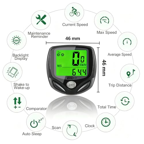Wireless Waterproof Bike Computer - Multi-Function Speedometer with LCD Backlight
