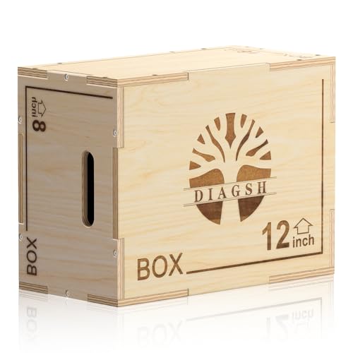 Diagsh 3-in-1 Wooden Plyometric Jump Box - 16x12x8 Inches Home Gym Equipment
