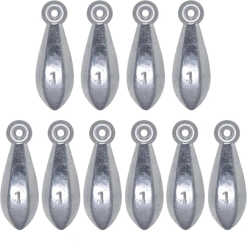 1oz Fishing Bullet Sinkers - 10pcs Durable Fishing Weights