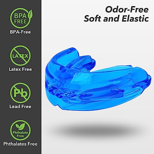 Mouth Guard for Sports - Soft, No Boiling, Blue/Strapless