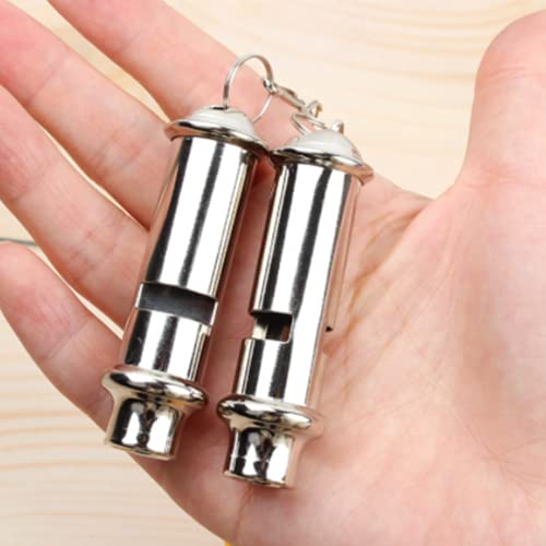 2 Pack Metal Police Whistles with Lanyard - Super Loud 120dB Emergency Signaling for Outdoor Activities