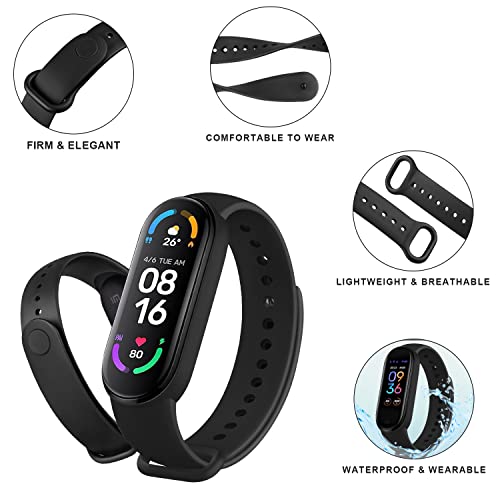 Sport Bands for Mi Band 5 & 6 - Soft Silicone Replacement Straps - Black