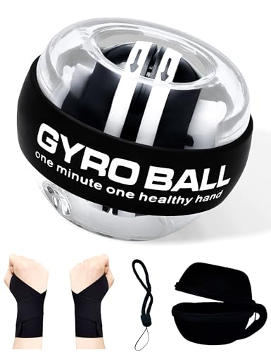 Gyro Exercise Ball - Auto-Start & LED Lights, Black