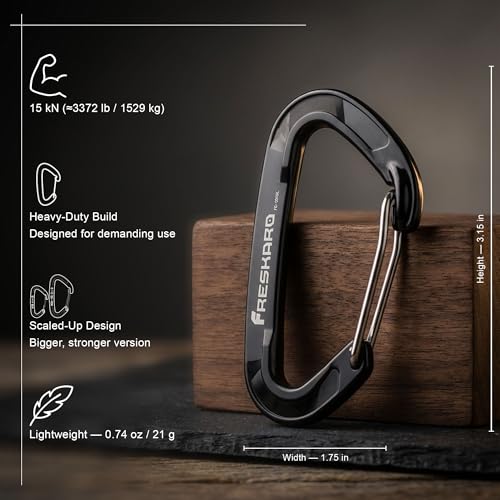 Heavy Duty Wiregate Carabiners - 15kN, 5-Pack Rainbow Colors