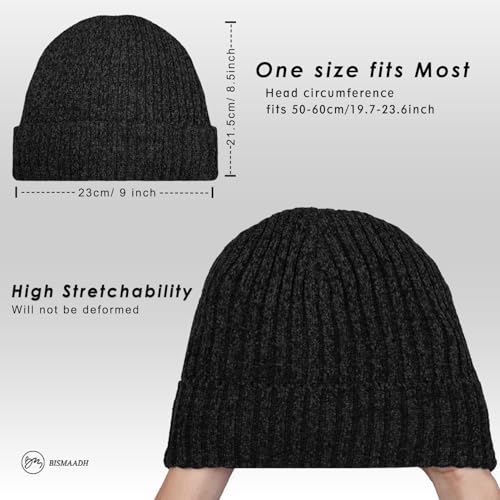 Winter Cuffed Beanie - Fleece-Lined, Soft & Warm - Black