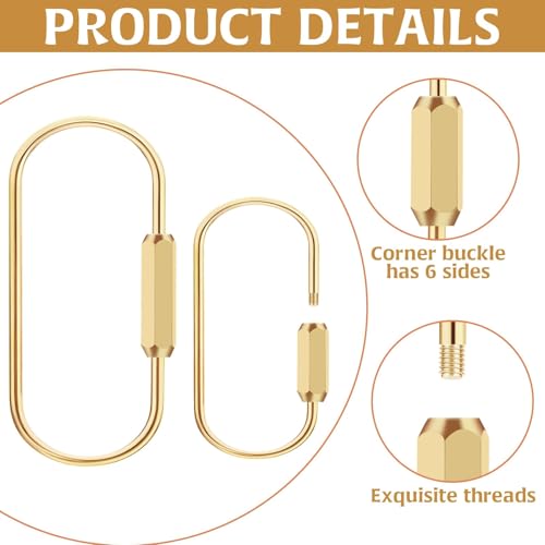 Brass Screw Lock Keychain Set with 8 Flat Rings - Gold