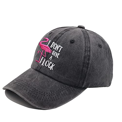 I Don't Give a Flock Hat - Funny Flamingo Baseball Cap, Adjustable Denim Gift for Men & Women