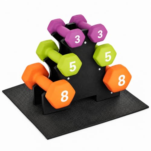 Aurorafy 32LB Neoprene Dumbbell Set with Rack - Multicolor Space-Saving Home Gym Weights