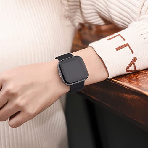 Waterproof Silicone Bands for Fitbit Versa 2 - Black/Black