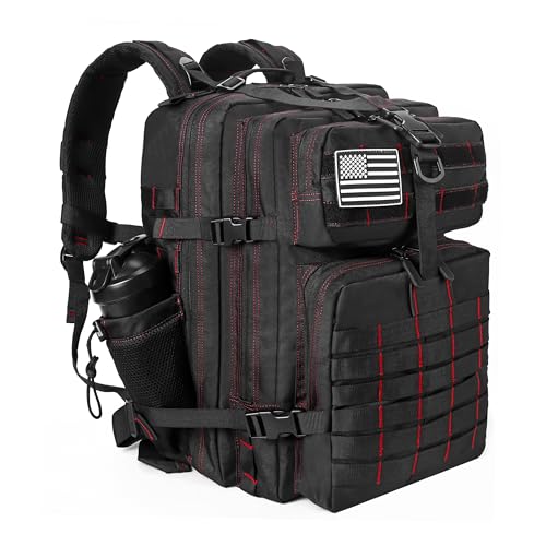 Onyx Crimson 45L Military Tactical Backpack for Men & Women, 3-Day Assault Rucksack with MOLLE
