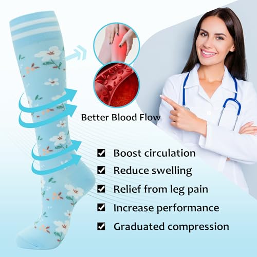 Fenglaoda Large-X-Large Compression Socks Women Men 4 Pairs Support for Running Travel