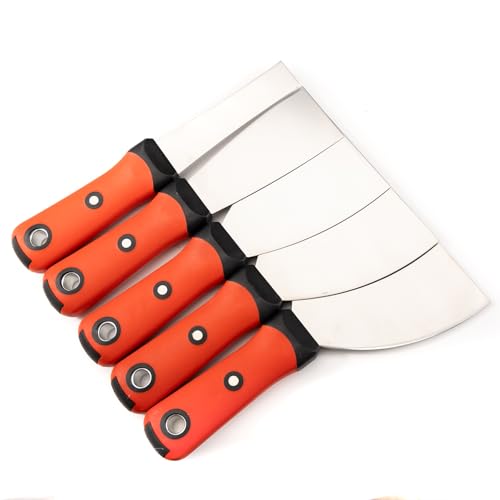 5Pcs Metal Putty Knife Set Spackle Knife Tool Knives Spackling Knife No Rusting For Repairing Drywall Removing Wallpaper Mud Applying Putty Plaster Cement Adhesive