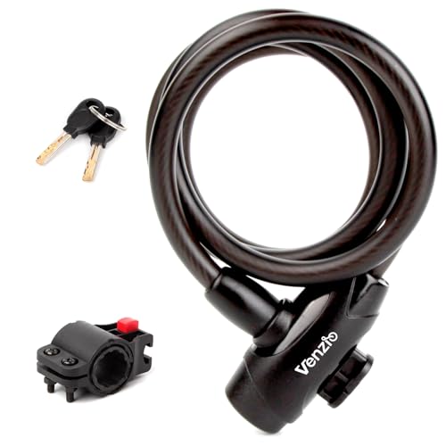 Venzio 4ft Heavy-Duty Anti-Theft Bicycle Cable Lock, 0.5in Thick Steel Cable