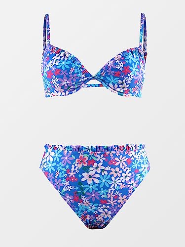 CUPSHE Women's High Waisted Bikini Set with Triangle Top - Large Cornflower