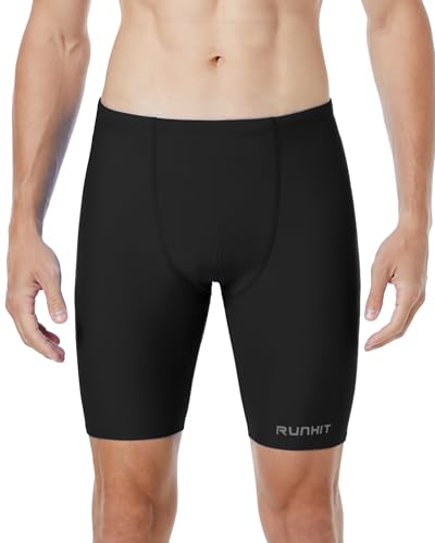 Men's Swim Jammers - Quick Dry Competitive Racing Shorts - Black, Medium