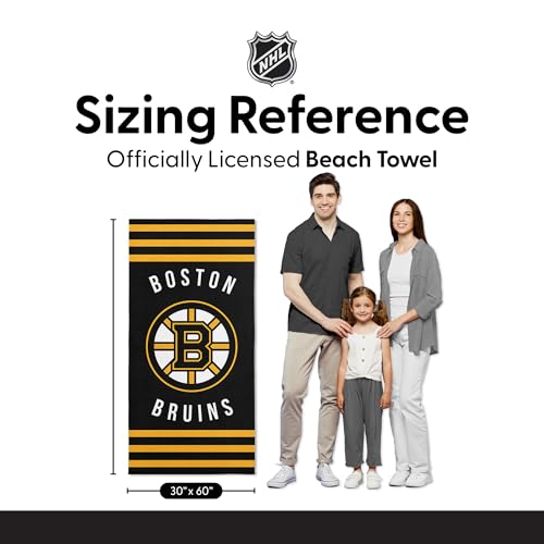 Boston Bruins Stripes Beach Towel - 30 x 60 Inch Cotton Blend