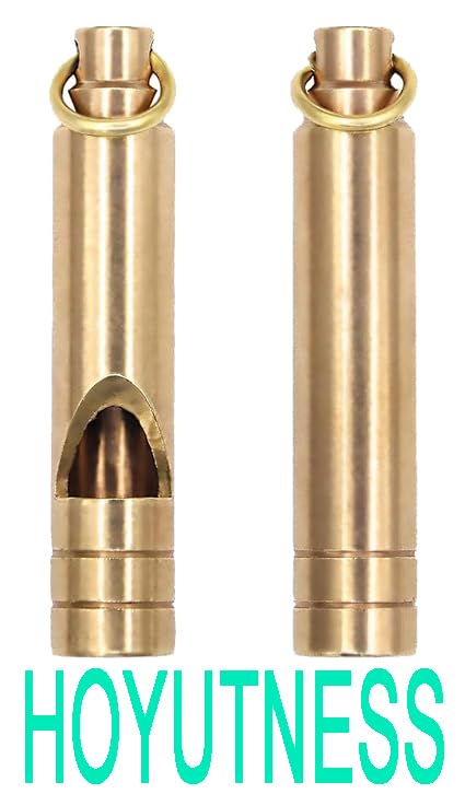 Loud 125 dB Brass Survival Whistle with Lanyard - 1 Pack