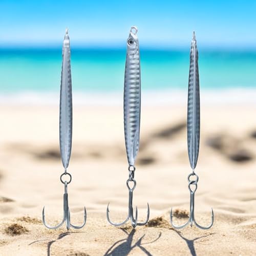 Navicatch Silver Saltwater Fishing Jigs 3-Piece Set 40g-80g for Striped Bass & Mackerel