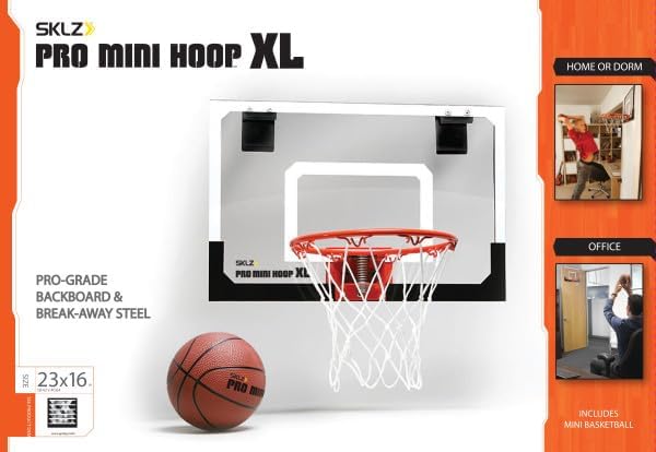 SKLZ Pro Mini Indoor Basketball Hoop - Portable Over The Door Design | Perfect for Home, Dorms & Offices