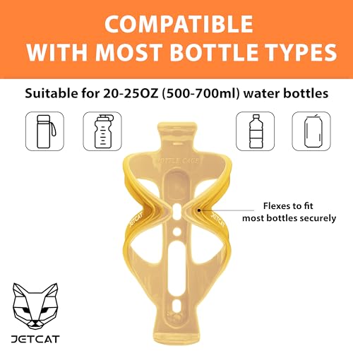 Bike Water Bottle Holder - Carbon Fiber Drink Cage for Bicycles, Yellow