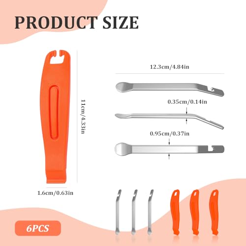 Bike Tire Levers Set - 6 Pcs Stainless Steel & Plastic Tools