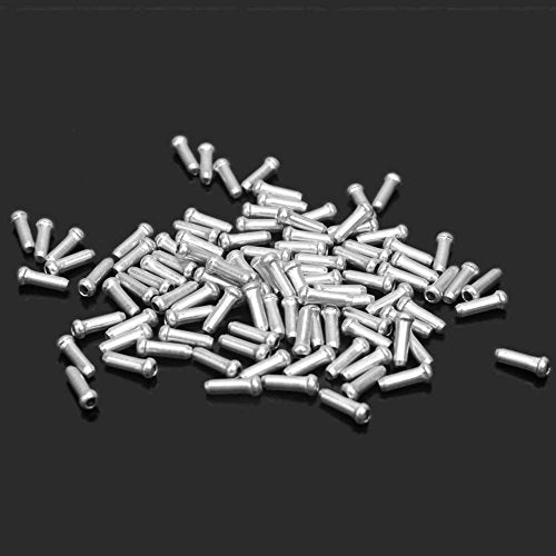 100 Pcs Alloy Bicycle Brake Cable End Caps - Silver
