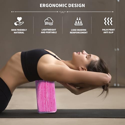 High-Density Yoga Blocks - 2-Pack Non-Slip EVA Foam - Camo Pink