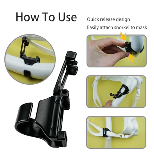 4 Pack Black Snorkel Clips - Durable Plastic for Snorkeling & Diving