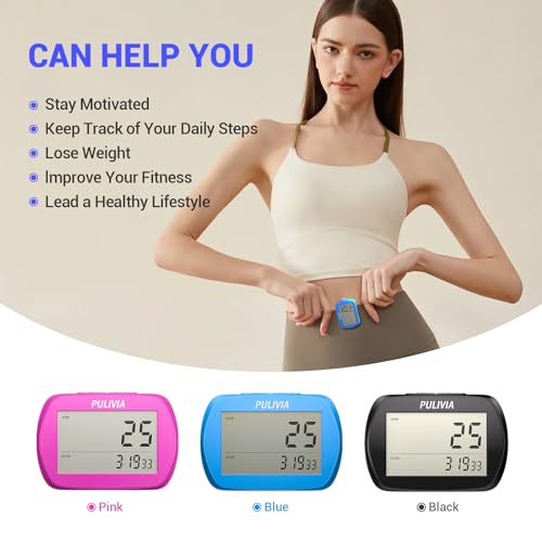 3D Step Counter Pedometer with Clock - Black Portable Tracker