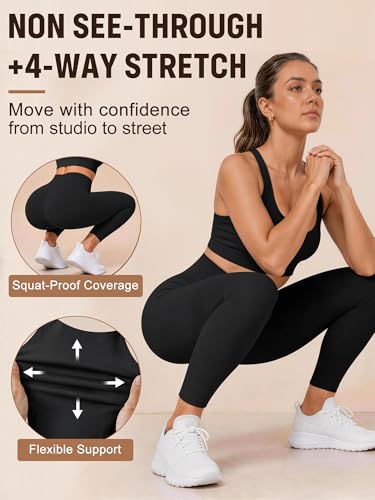 High Waisted Buttery Soft Yoga Leggings for Women - Full Length Athletic Pants