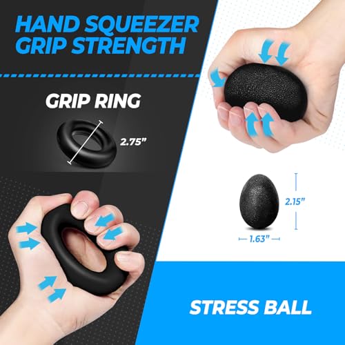 Grip Strength Trainer Set - Forearm & Hand Exercisers, Black