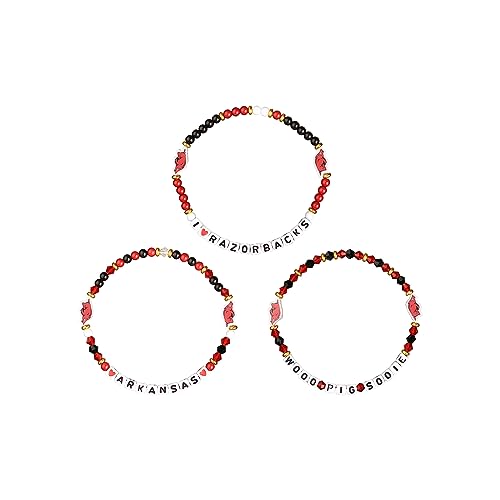 Beaded Friendship Bracelets 3-Pack - Arkansas Razorbacks