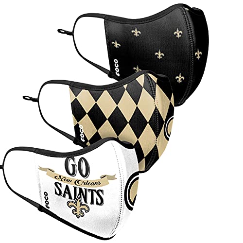 New Orleans Saints Sport Face Cover Mask 3-Pack - Reusable Fashion