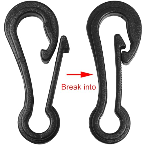 16PCS Outdoor Rucksack Plastic Quick Hooks - 47mm Black