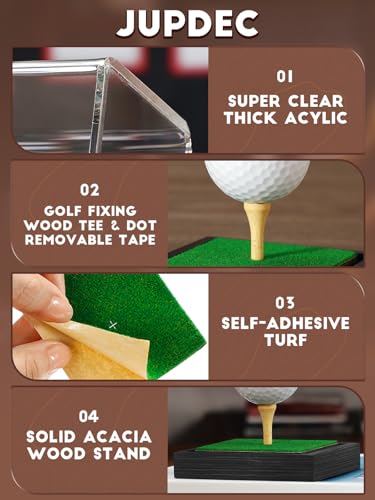 JupDec Black Golf Ball Display Case - Acrylic & Wood Stand, Single Ball Storage