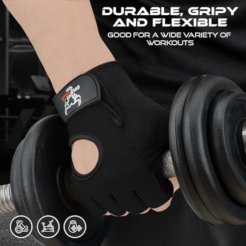 Fingerless Weight Lifting Gloves with Palm Protection - Breathable Gym Gloves for Men & Women