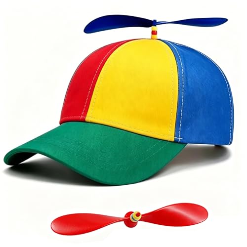 LANMAO Green Brim Propeller Hat Adult Baseball Cap - Funny Helicopter Spinny Hat for Men Women, Party & Outdoor Fun