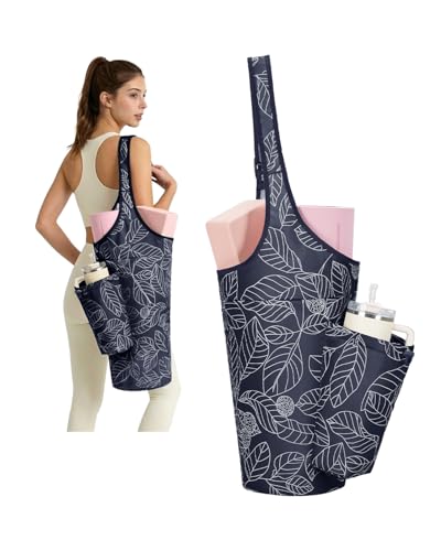 Sportsnew Navy Blue Yoga Mat Bag with Water Bottle Pocket & Adjustable Strap