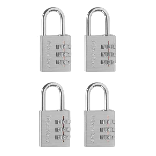 Master Lock Set Your Own Combination Lock, Aluminum, 1-3/16 in. Wide, 4 pk, 630EC4