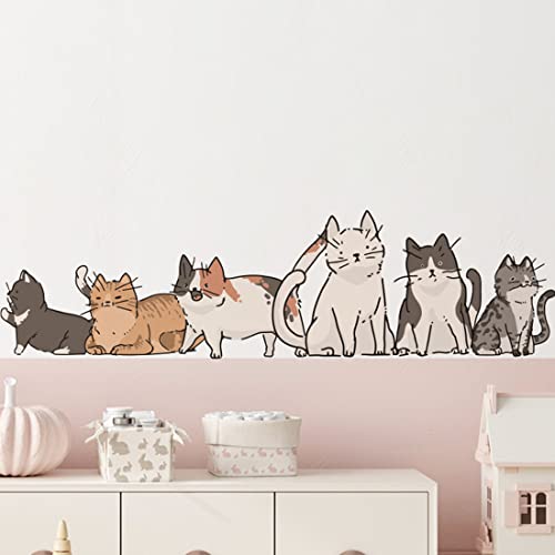 Wall Sticker and Decal, Cats in line