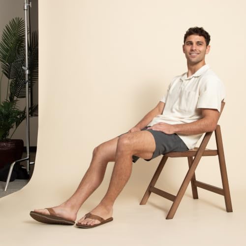 REEF Men's Leather Smoothy Flip Flops - Bronze Brown, Size 9