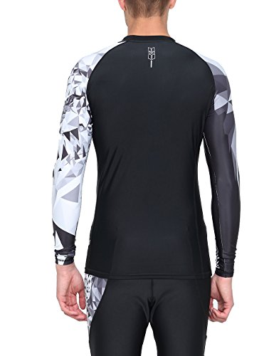 Mens Long Sleeve Swim Shirt - BJJ Rash Guard UPF 50+ - Large Eagle
