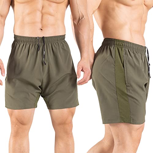 Men's 5" Quick Dry Running Shorts - 2 Pack Athletic Gym Shorts with Zipper Pockets