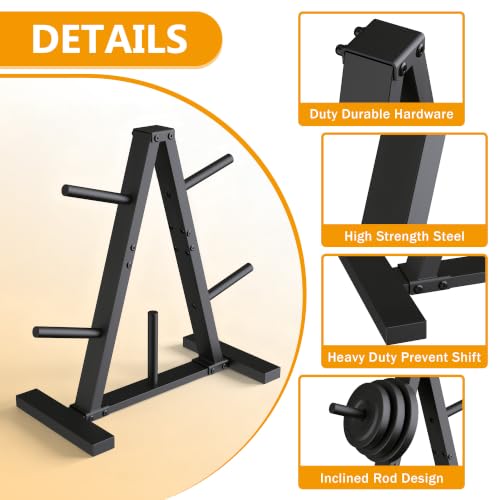 Weight Plate Rack Tree Holds 300 LBS | 1-Inch Standard Weight Plates