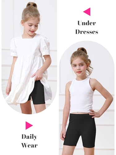 Girls Bike Shorts - Soft Cotton Cartwheel Shorts for Dance - 6 Pack, 11-12Y