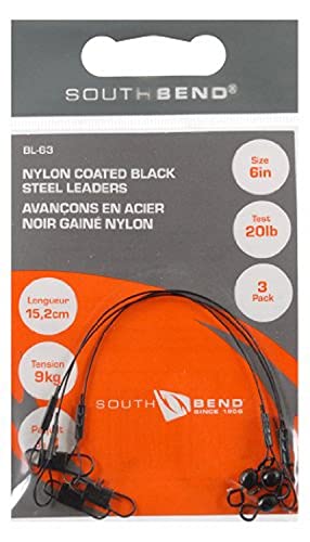 24-Inch Black Nylon-Coated Steel Fishing Leaders - 45Lb 2Pk