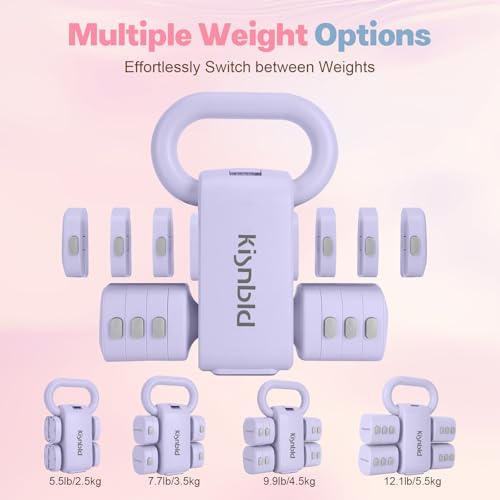 Kisnbld Adjustable Dumbbell & Kettlebell Set - Purple 2-in-1 Home Gym Equipment
